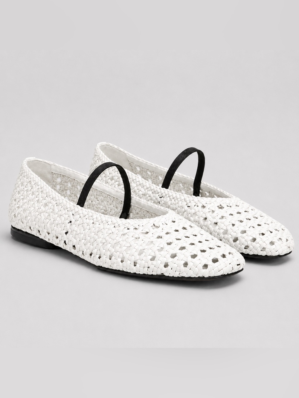 Vince Vivian White Woven Leather Mary Jane Ballet Flats Size 8 New - Picture 1 of 14